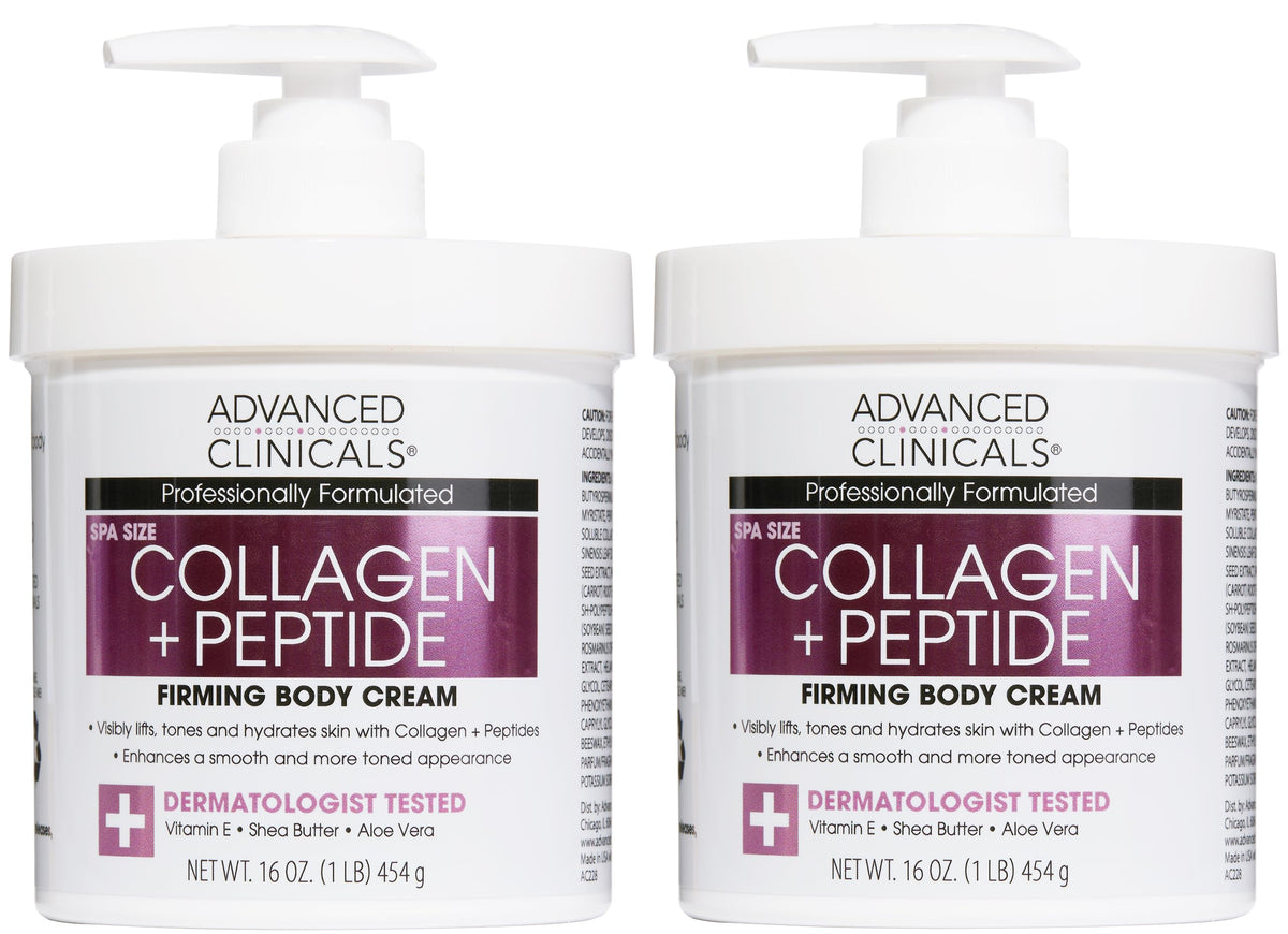 Advanced Clinicals Collagen Peptides Body Lotion front view, 2-pack