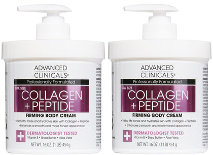 Advanced Clinicals Collagen Peptides Body Lotion front view, 2-pack