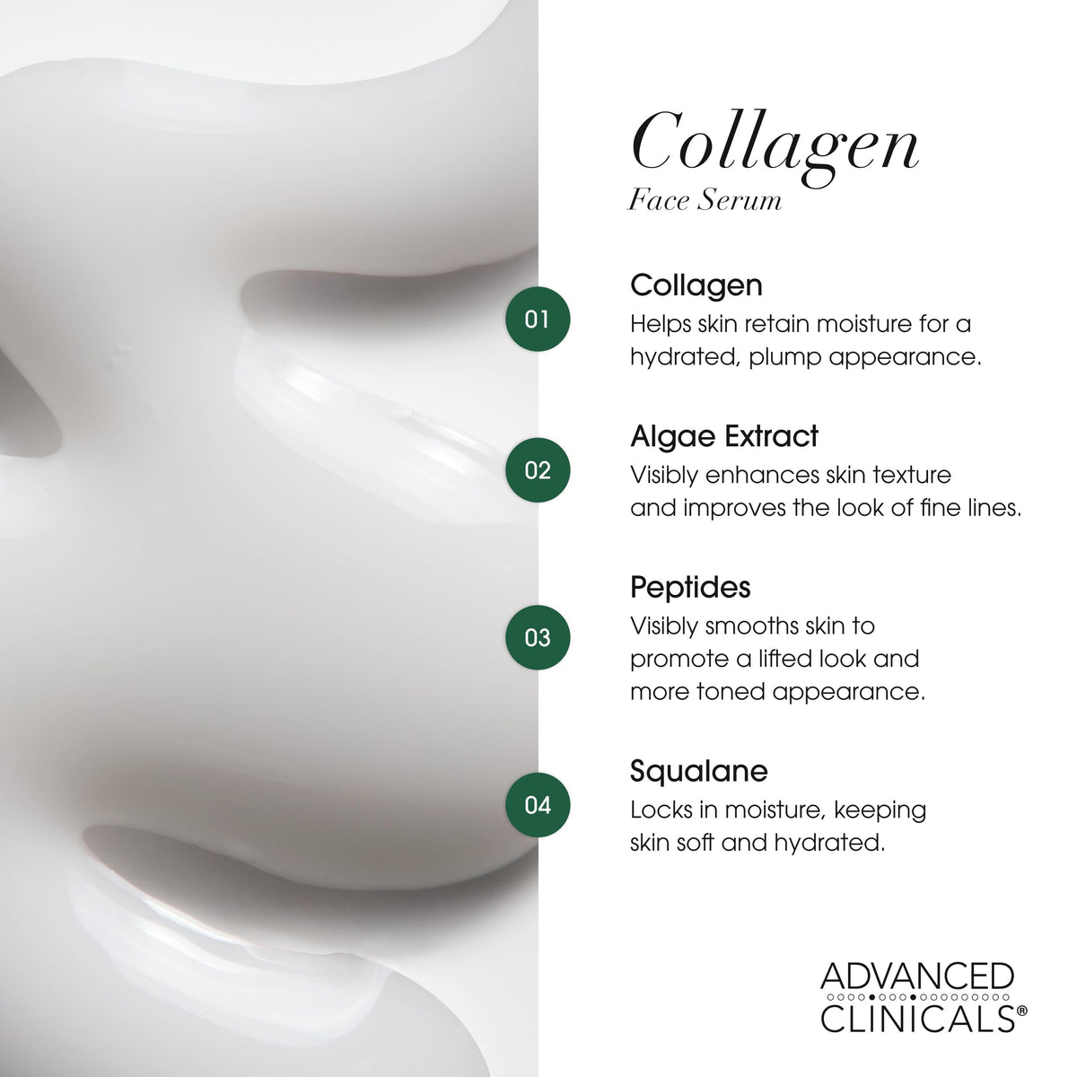 Advanced Clinicals Collagen Serum application on skin