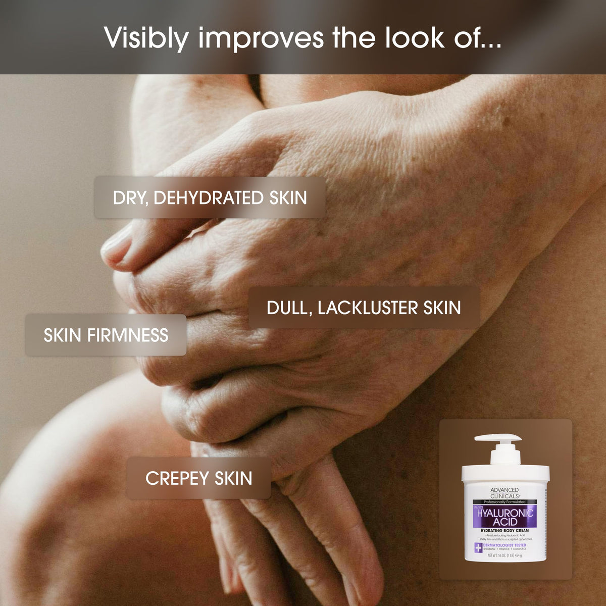 Advanced Clinicals Hyaluronic Acid Moisturiser applied on skin