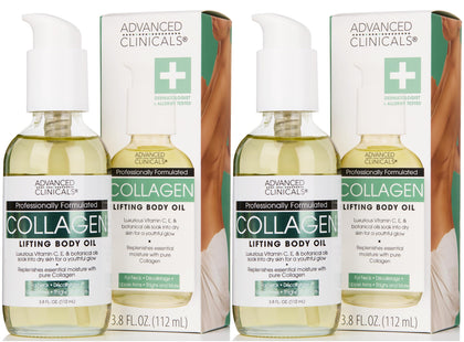 Advanced Clinicals Hydrating Collagen Body Oil front view, 3.8 Fl Oz