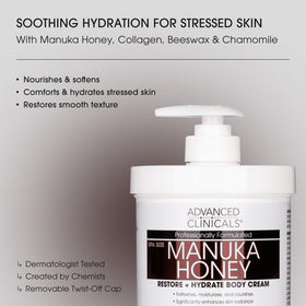 Advanced Clinicals Manuka Honey Body Cream 16Oz back view