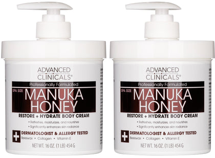 Advanced Clinicals Manuka Honey Body Cream 16Oz front view