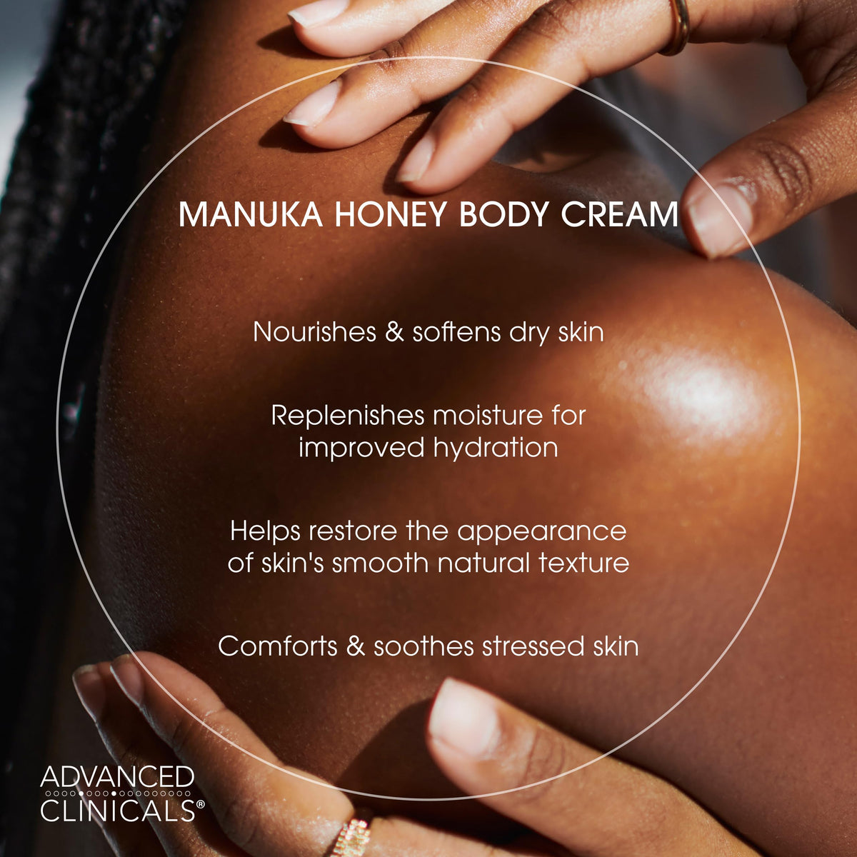 Advanced Clinicals Manuka Honey Body Cream application on skin