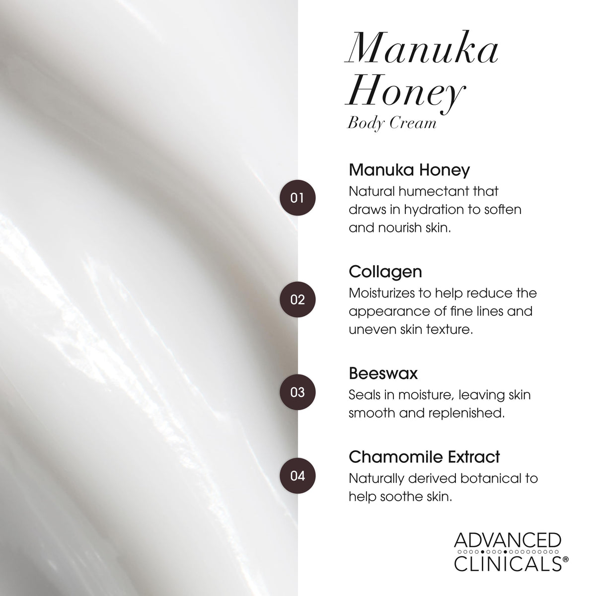 Advanced Clinicals Manuka Honey Body Cream packaging