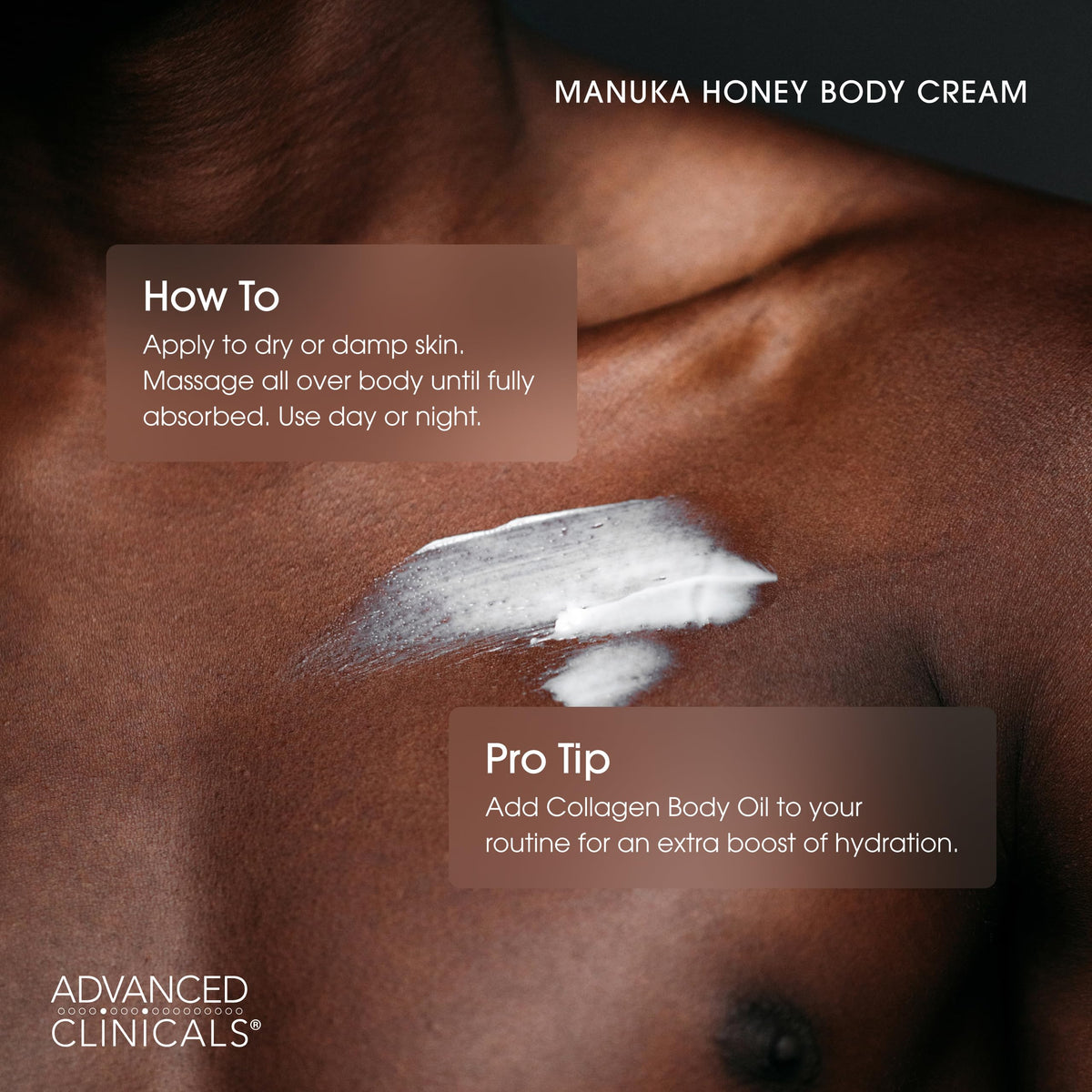Advanced Clinicals Manuka Honey Body Cream with ingredients
