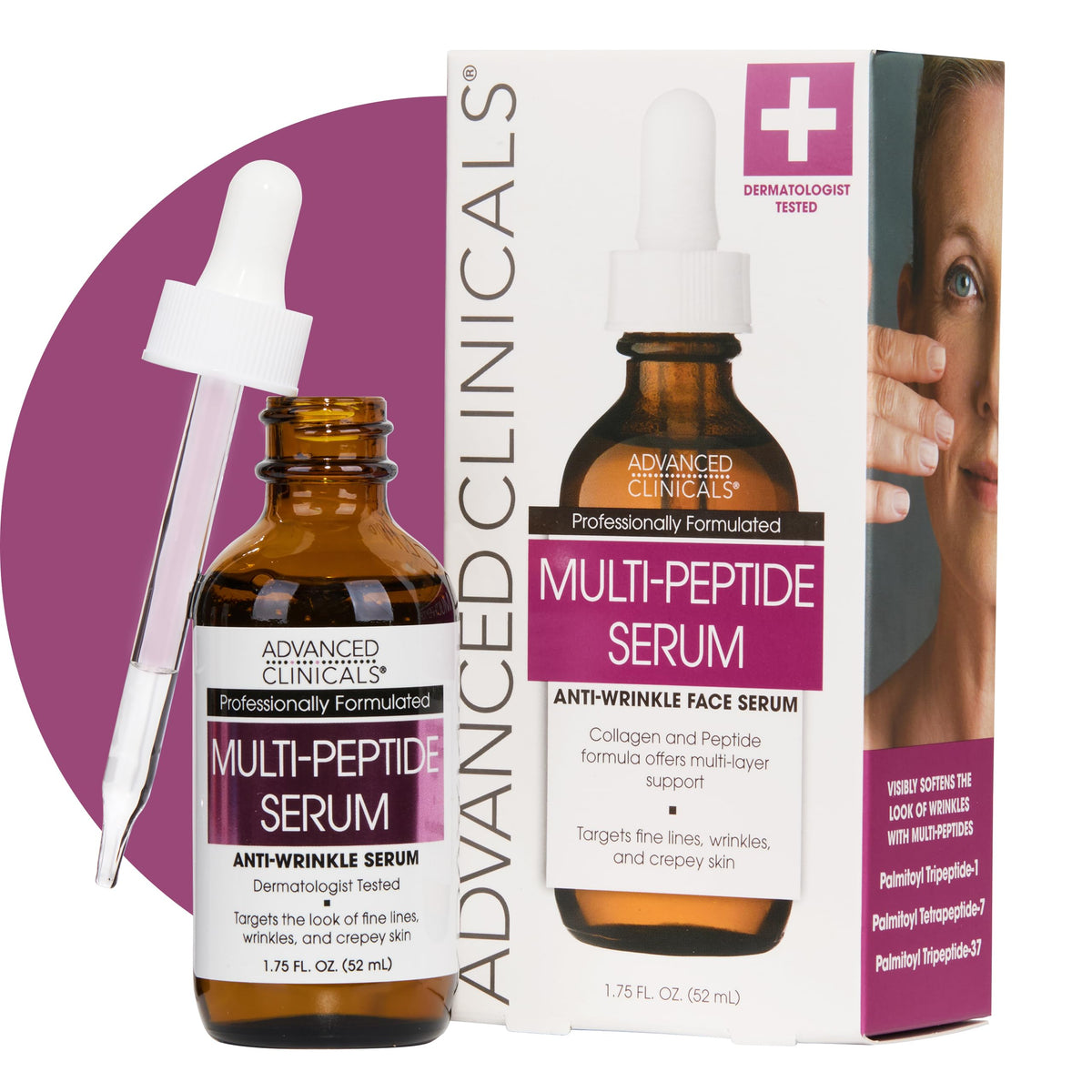 Advanced Clinicals Multi Peptides Serum 1.75 Fl Oz front view