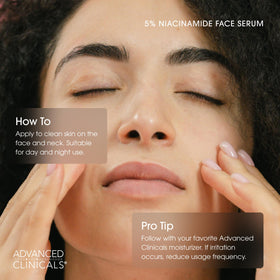 Advanced Clinicals Niacinamide Serum 5% application on skin