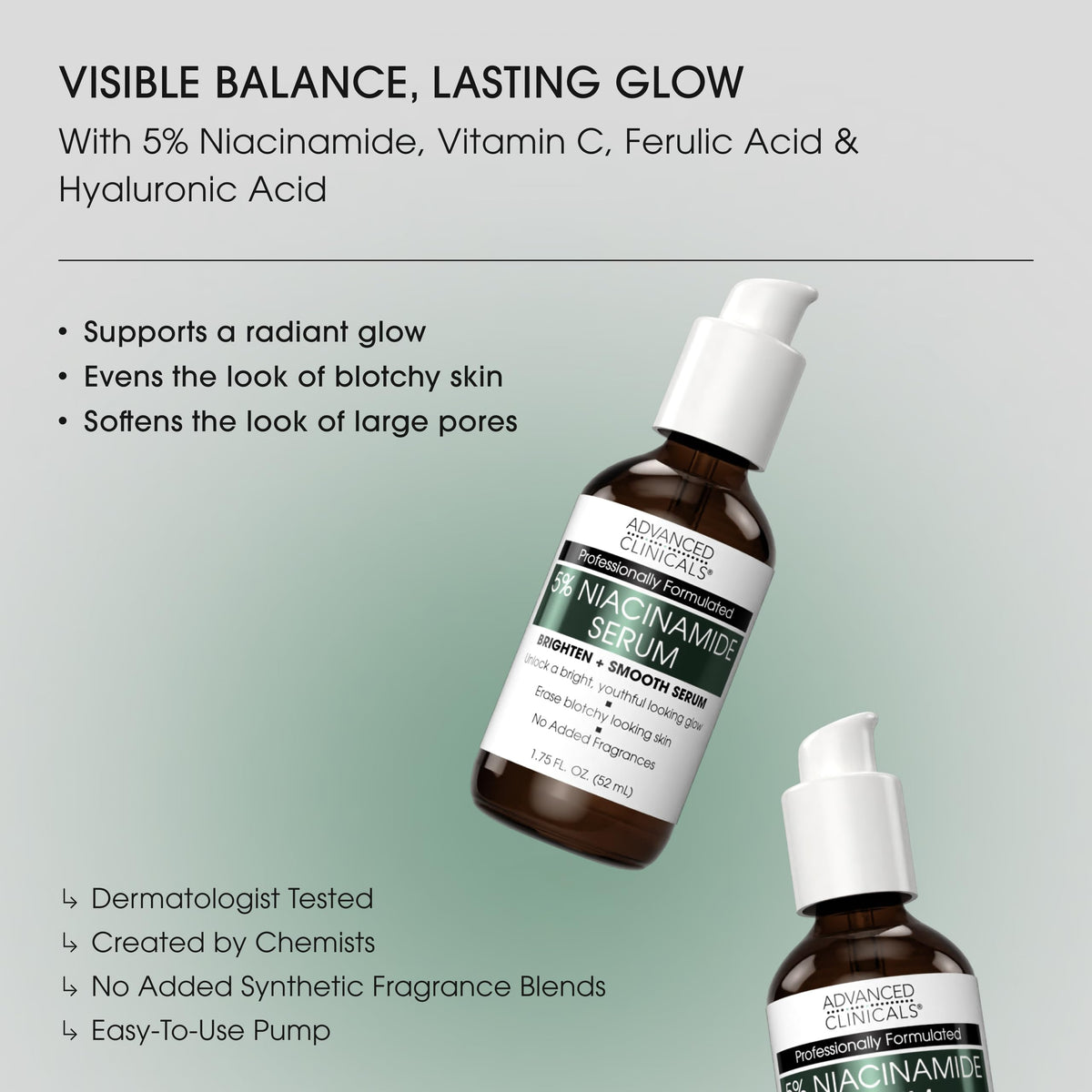 Advanced Clinicals Niacinamide Serum 5% bottle side view