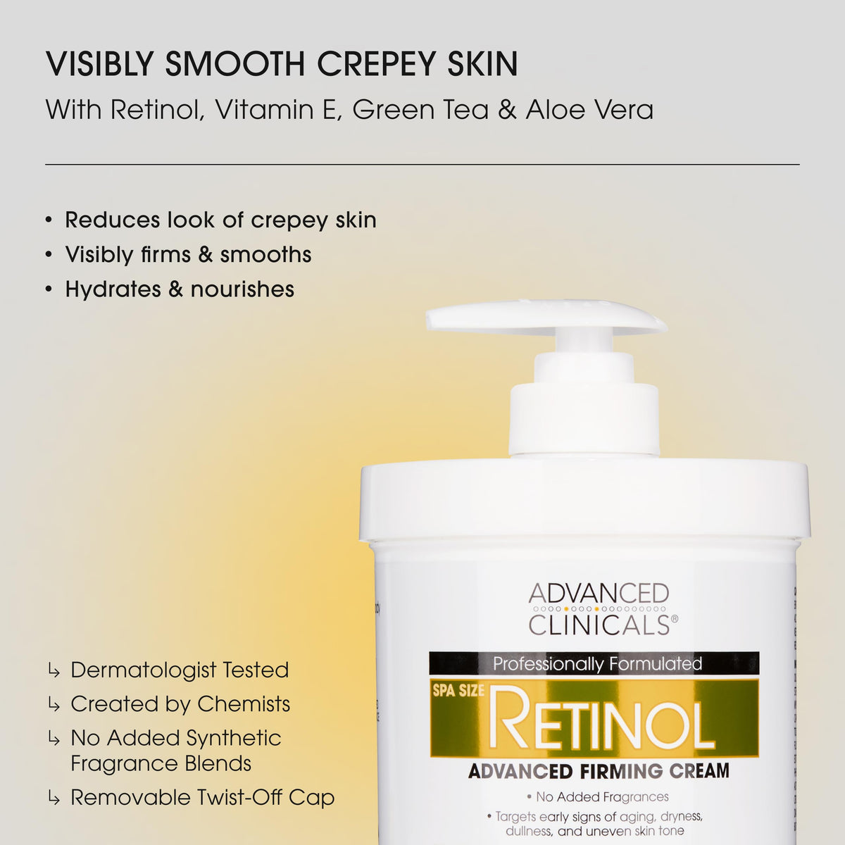 Advanced Clinicals Retinol Body Lotion 16 Ounce back view