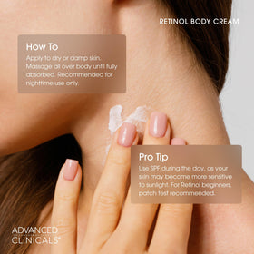 Advanced Clinicals Retinol Body Lotion application on skin
