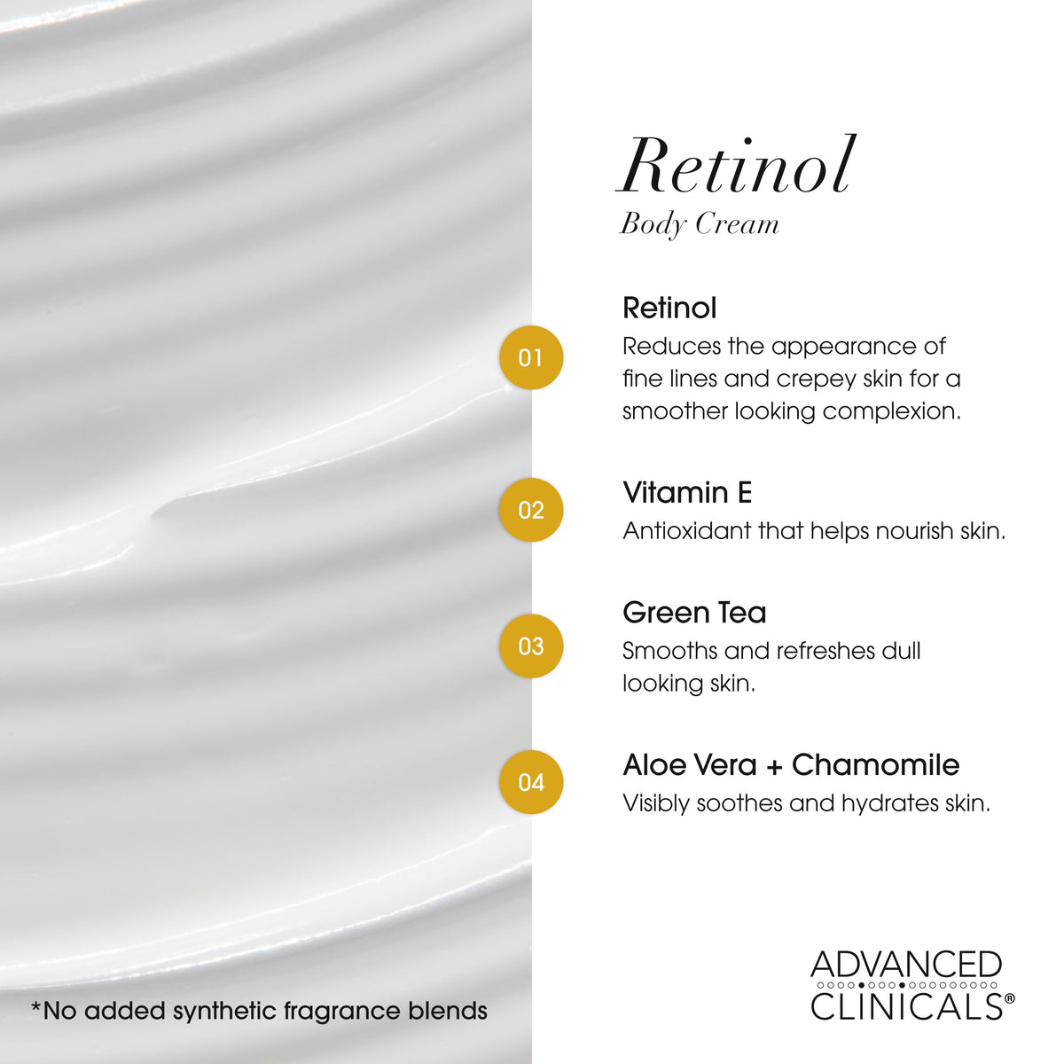 Advanced Clinicals Retinol Body Lotion texture close-up