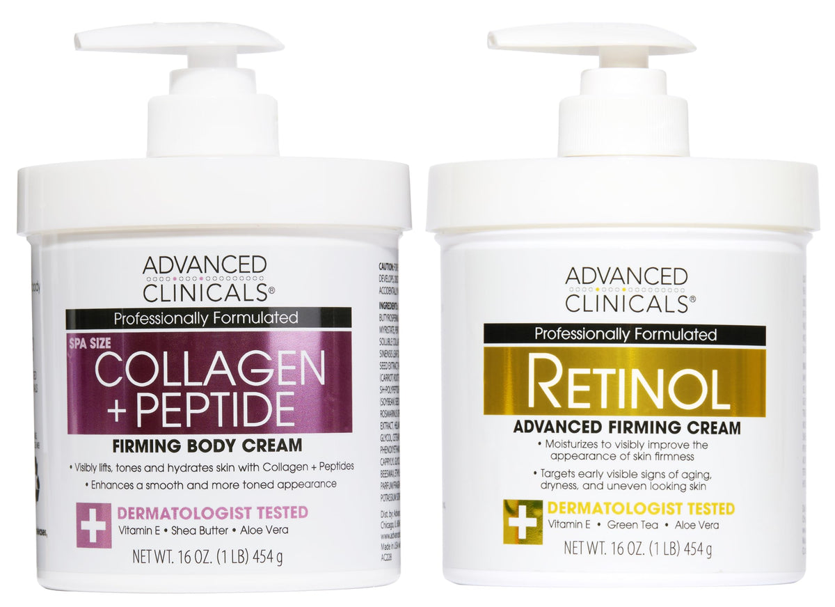 Advanced Clinicals Retinol Cream & Collagen Peptides Moisturiser Set front view