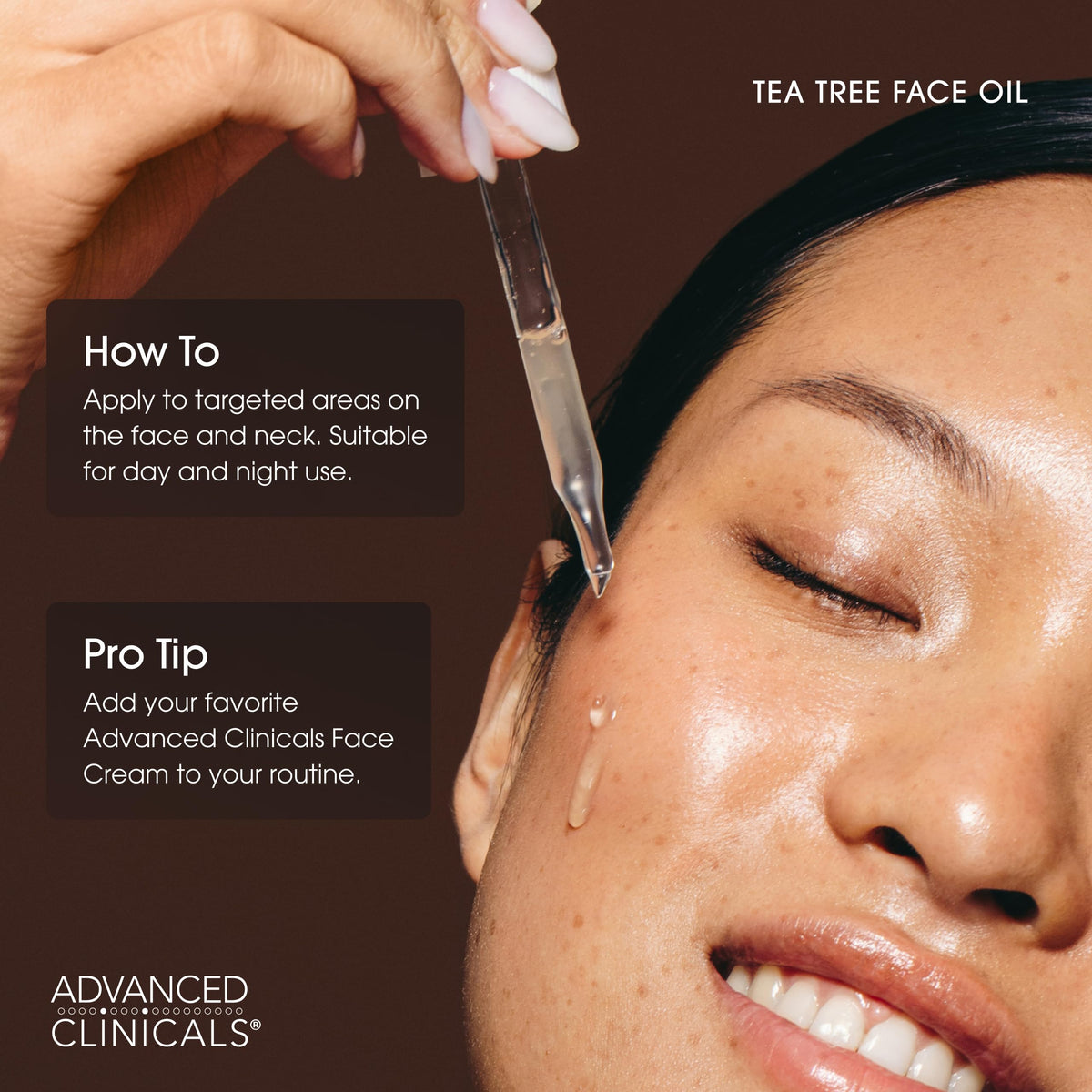 Advanced Clinicals Tea Tree Oil Serum in lifestyle setting