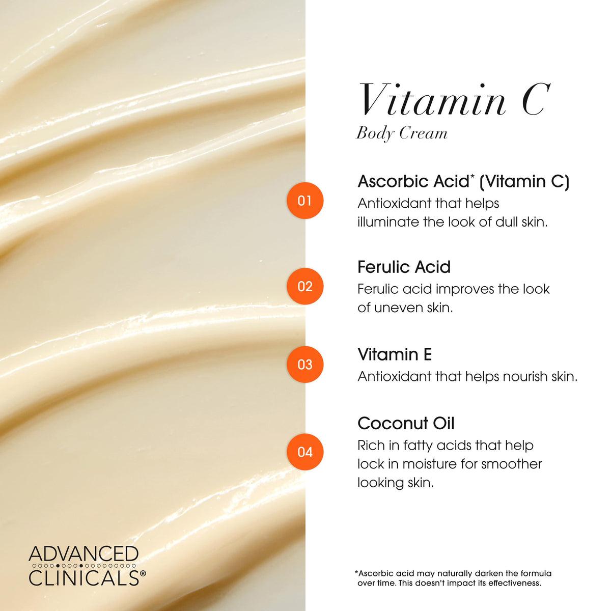 Advanced Clinicals Vitamin C Cream Body Lotion packaging
