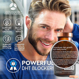 Advanced Trichology DHT Blocker with a measuring spoon
