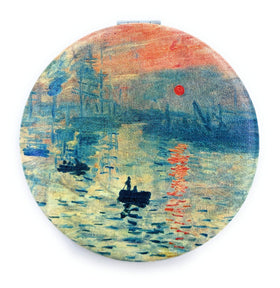 Aeisage Compact Makeup Mirror front view with Monet Sunrise art
