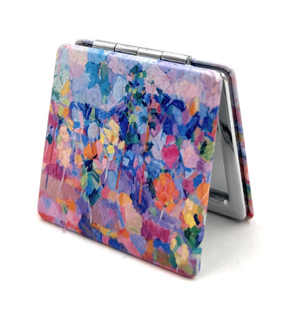 Aeisage Compact Mirror in autumn colours with floral art print front view