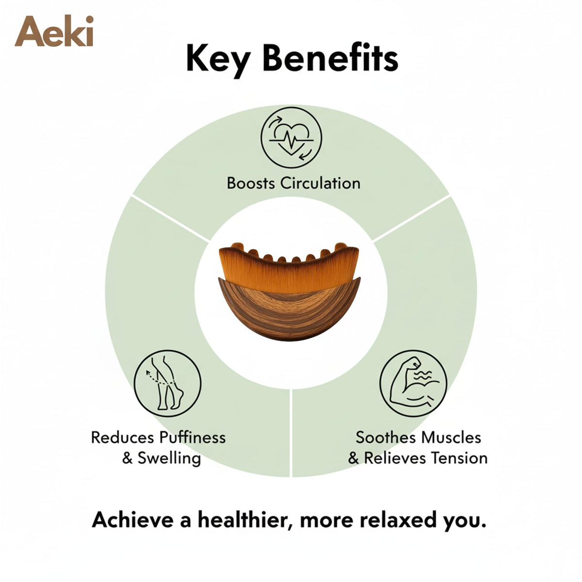 AEKI Lymphatic Contour Face Brush next to skincare products