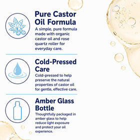 Aerifia Organic Castor Oil Rose Quartz Roller Ball in refillable glass bottle