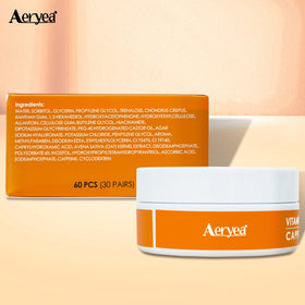 Aeryea Vitamin C & Caffeine Under Eye Patches with a soothing background