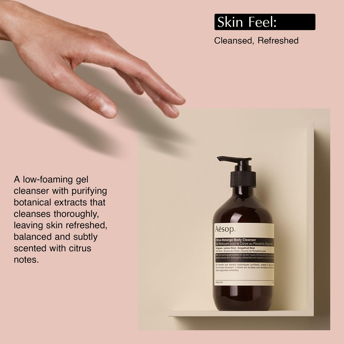 Aesop Citrus Melange Body Cleanser texture on hand