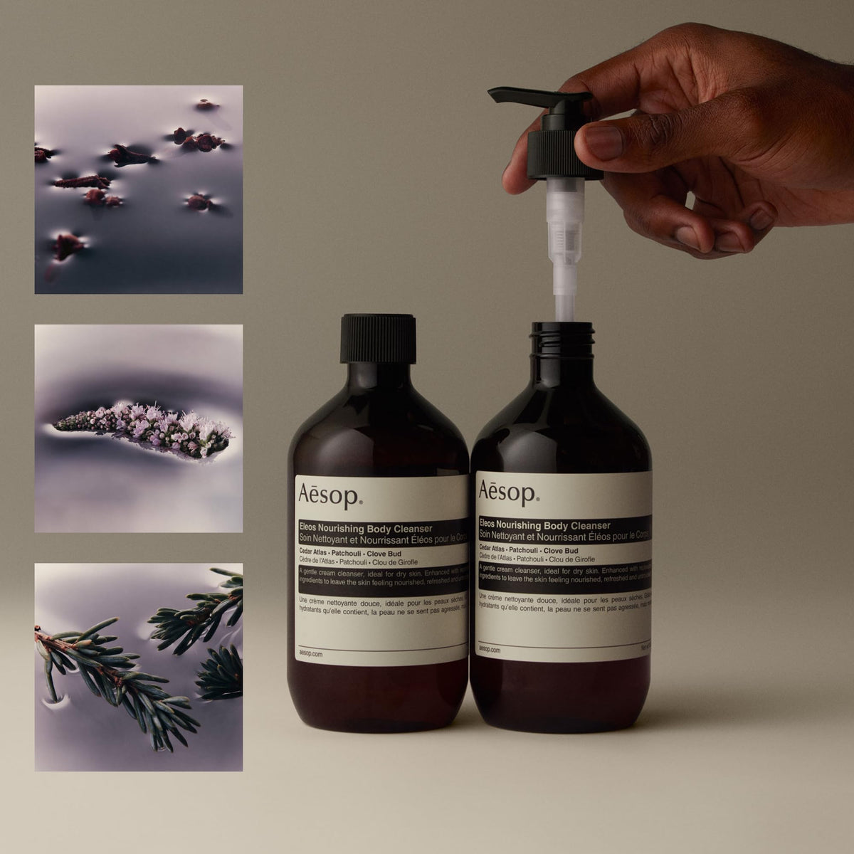 Aesop Eleos body cleanser bottle side view