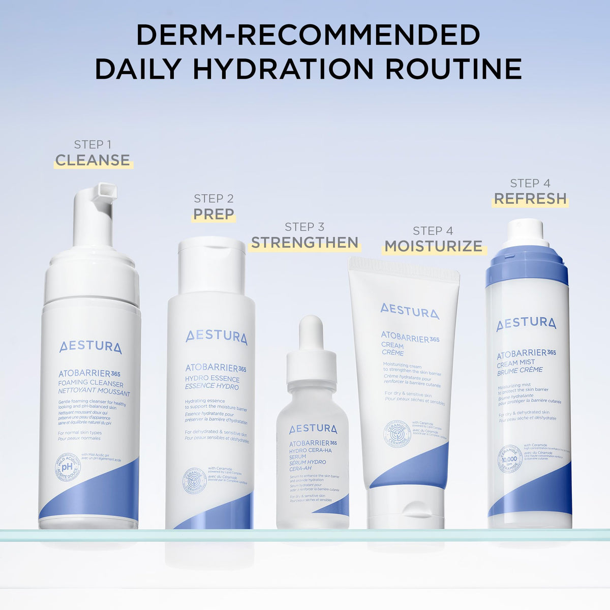 AESTURA ATOBARRIER365 Cream Mist displayed with other skin care products