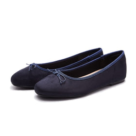 AFEETSING Ballet Flats Navy Blue with bow detail