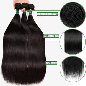 Afeier Brazilian Straight Hair Bundles 26 Inch side view