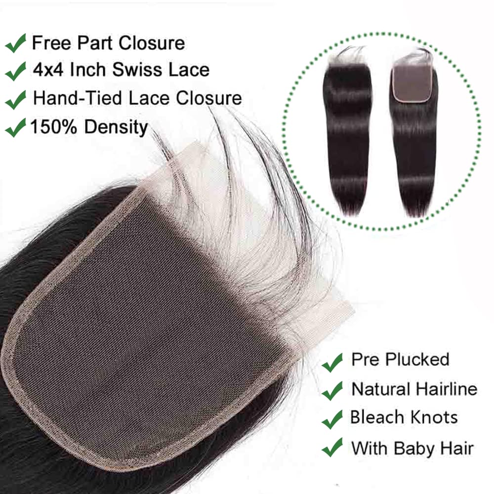 Afeier Straight Bundles Human Hair Extensions natural colour display