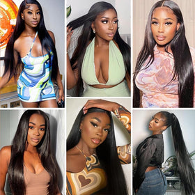 Afeier Straight Bundles Human Hair texture demonstration