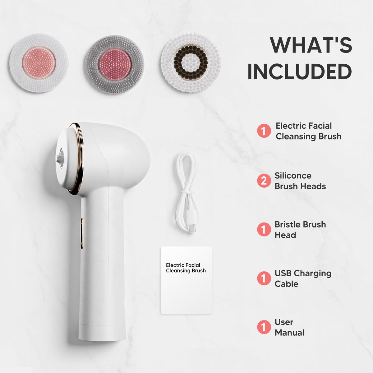 AFEIOFT Electric Facial Cleansing Brush side view showing soft silicone bristles