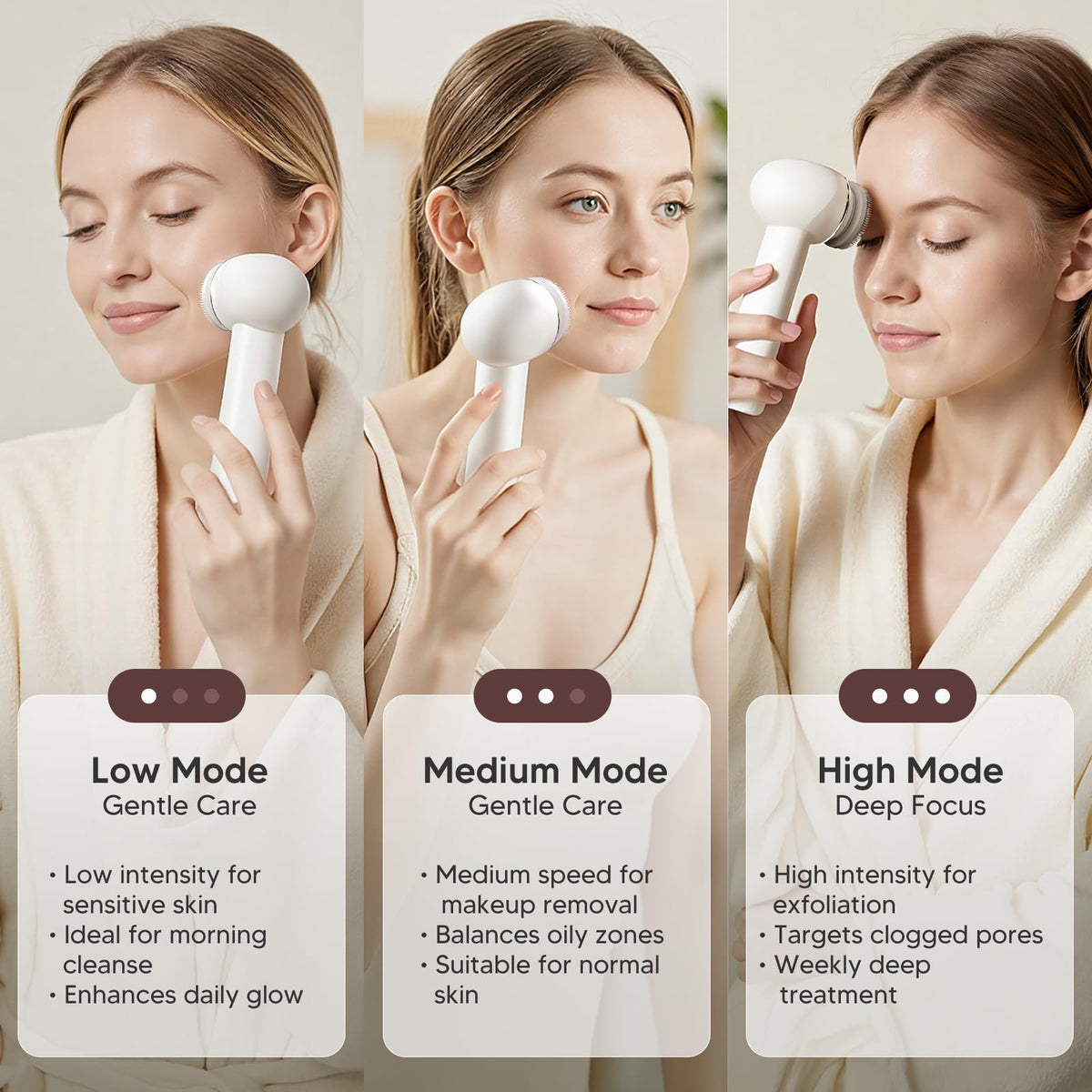 AFEIOFT Electric Facial Cleansing Brush with interchangeable heads displayed
