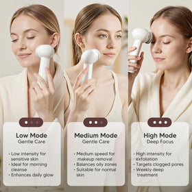 AFEIOFT Electric Facial Cleansing Brush with interchangeable heads displayed