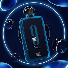 Afnan 9 AM Dive Unisex Eau De Parfum on a table
