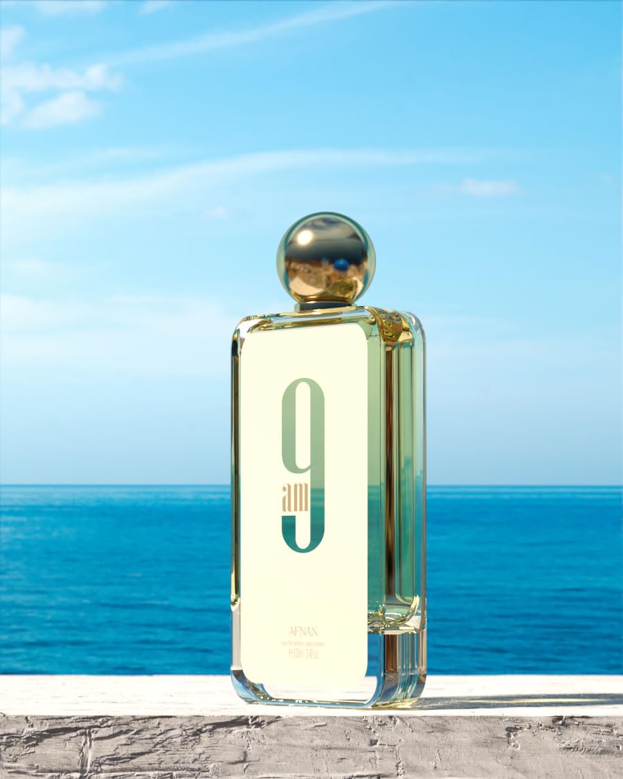 Afnan 9 AM Unisex Eau De Parfum 3.4 Fl. Oz with citrus fruits