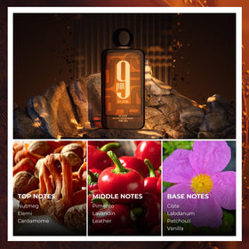 Afnan 9 PM Elixir Extrait de Parfum on a stylish table
