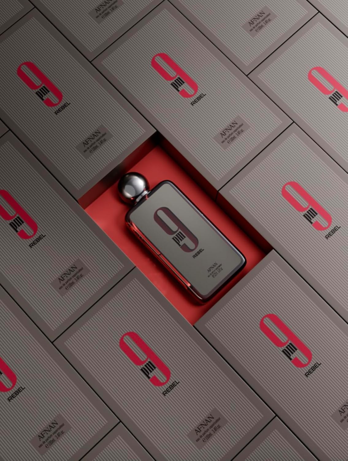 Afnan 9 PM Rebel Eau De Parfum with accessories
