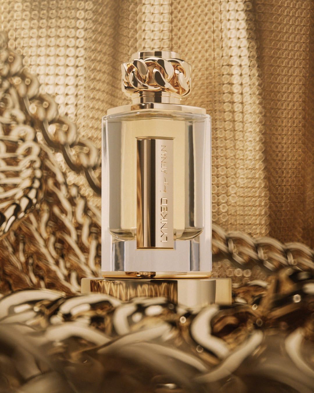 Afnan Lynked Forever Eau De Parfum displayed on vanity