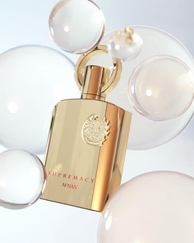 Afnan Supremacy Gold Eau De Parfum on vanity