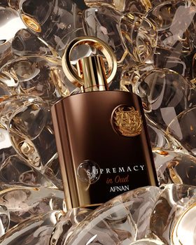 Afnan Supremacy in Oud Extrait de Parfum close-up of label
