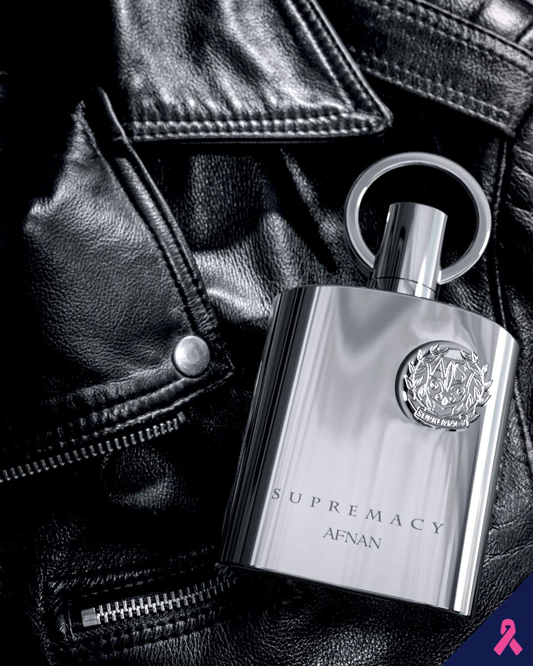 Afnan Supremacy Silver Eau de Parfum bottle on a wooden table
