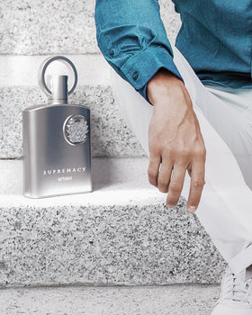 Afnan Supremacy Silver Eau de Parfum in a stylish setting