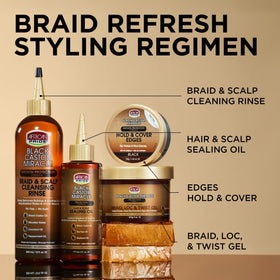 African Pride Black Castor Miracle Extra Hold Gel application on hair