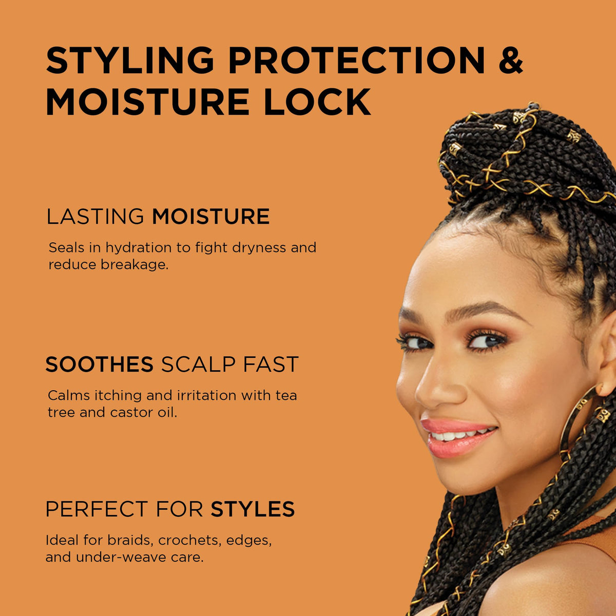 African Pride Black Castor Miracle Hair Oil 6oz back view