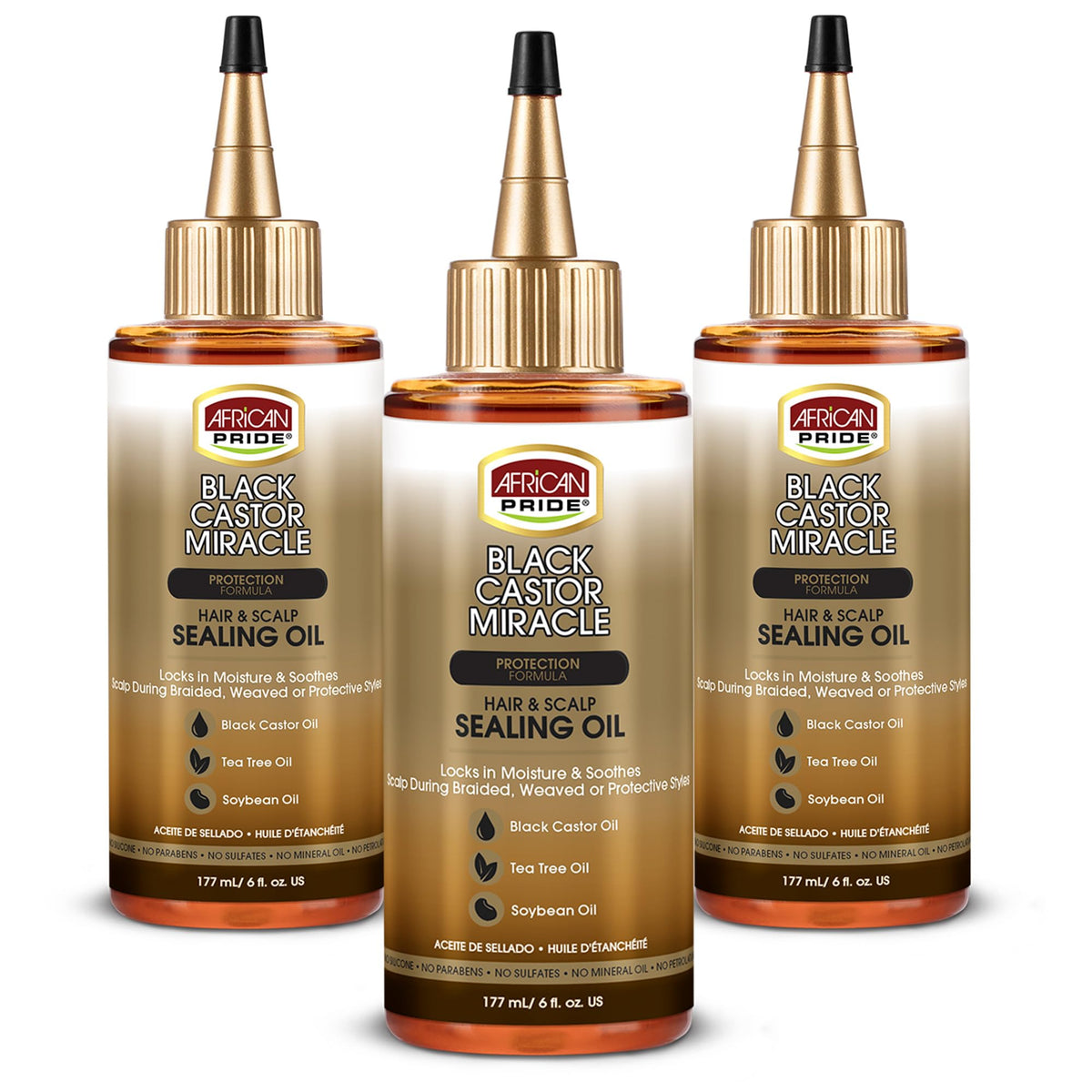 African Pride Black Castor Miracle Hair Oil 6oz front view