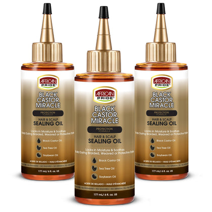 African Pride Black Castor Miracle Hair Oil 6oz front view