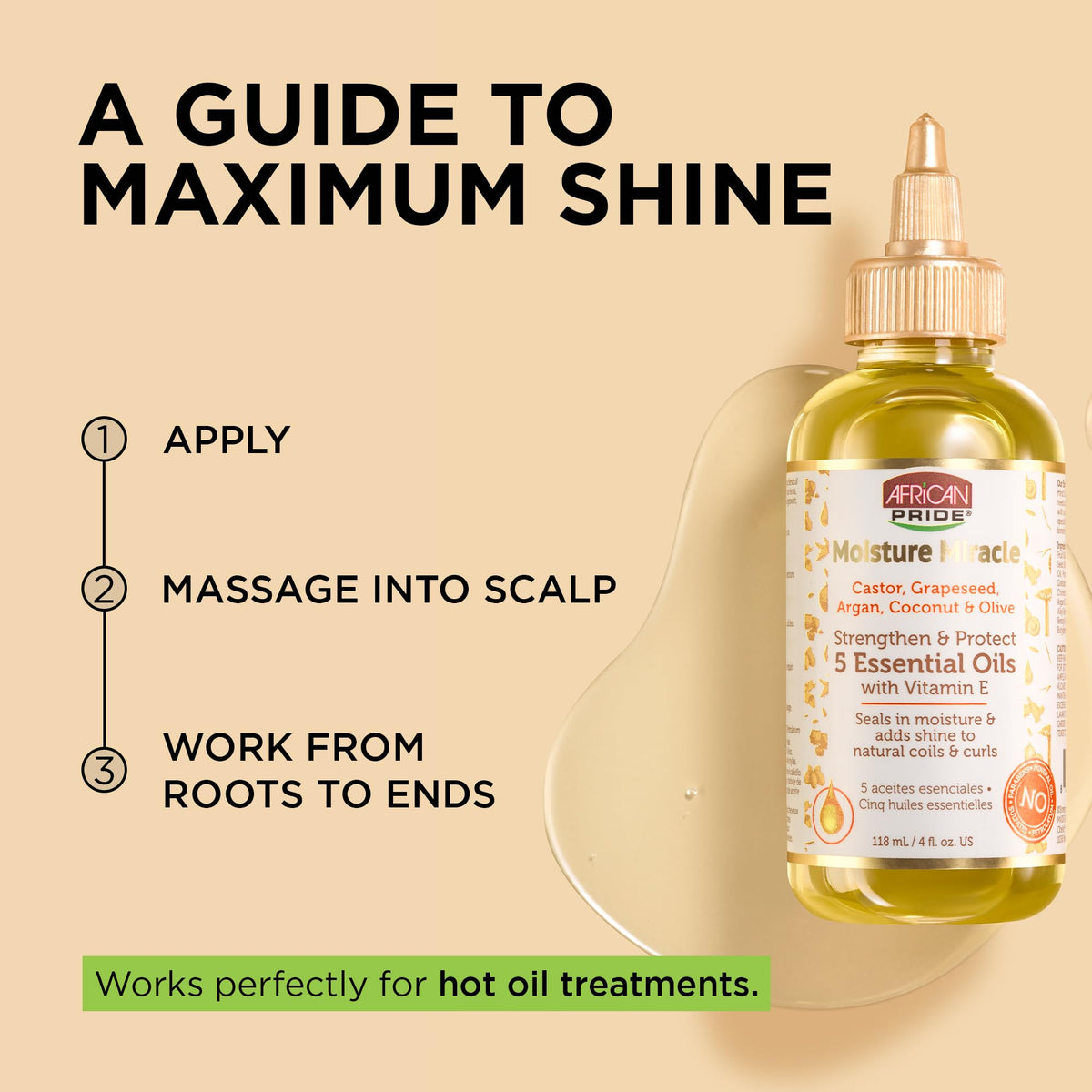 African Pride Moisture Miracle 5 Essential Hair Oils with ingredients