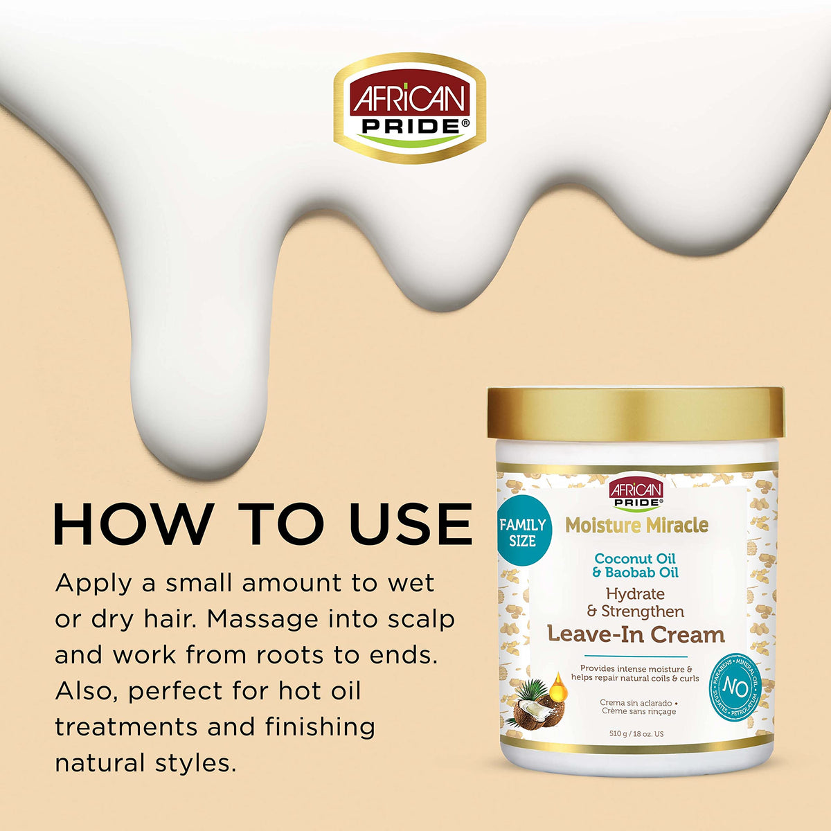 African Pride Moisture Miracle Leave-In Cream 18 Oz back view